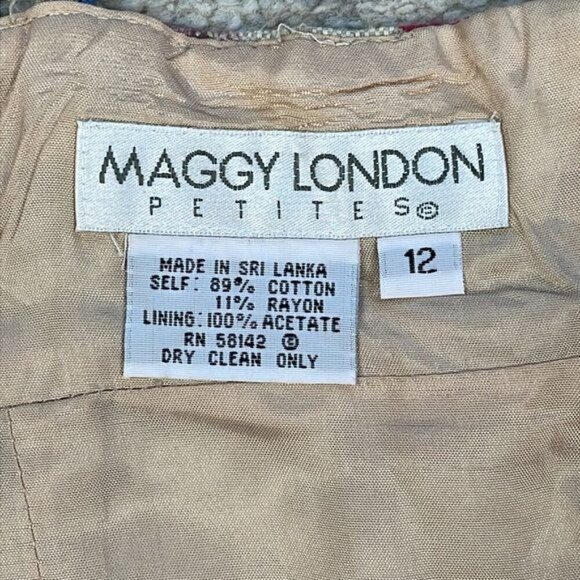 Vintage Maggie London Sweetheart Empire Waist Tropical Jungle Vacation Dress 12 - Picture 6 of 12